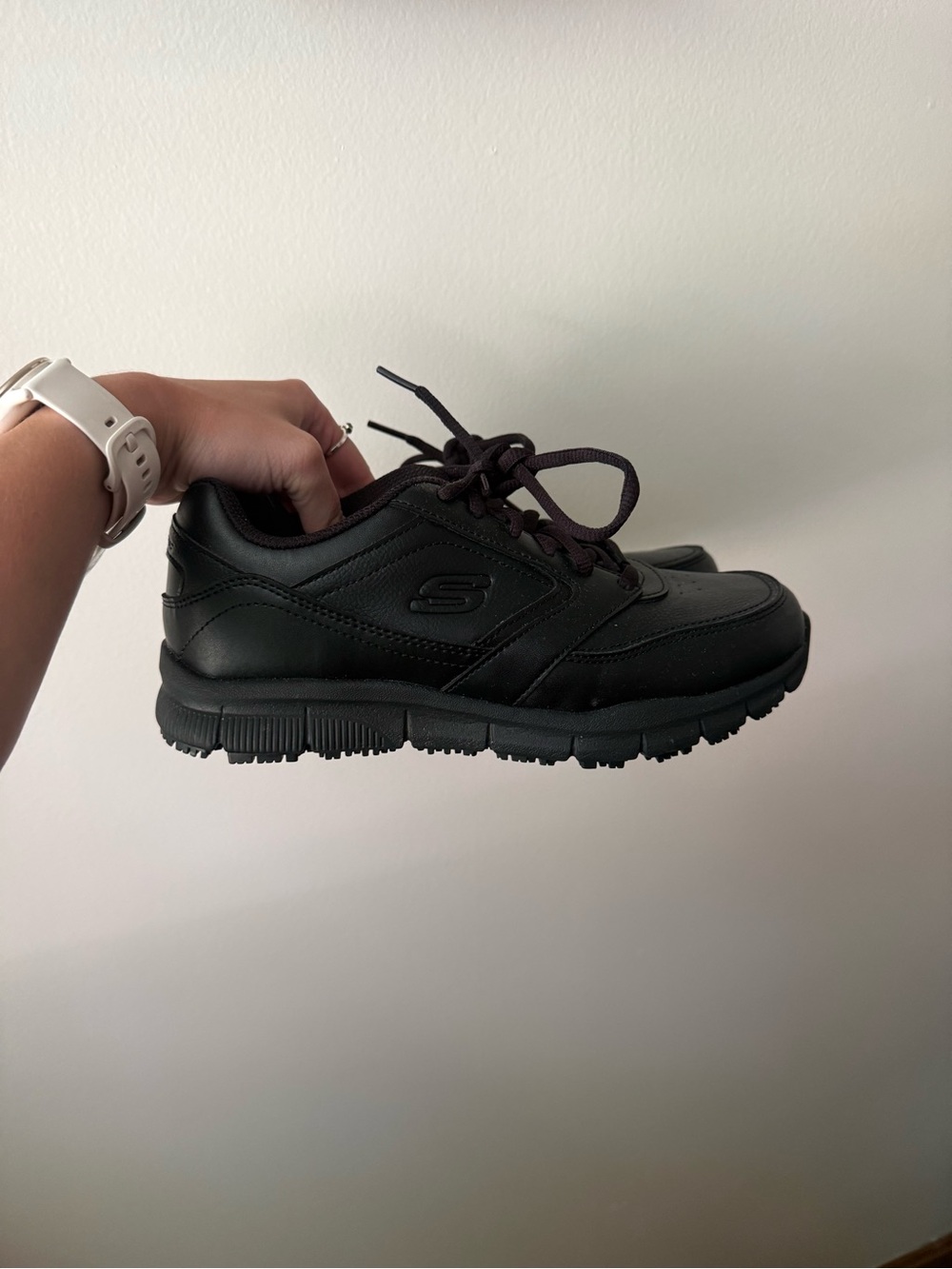 Skechers Black Leather Non-Slip Sneakers